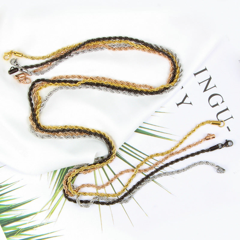 Wholesale 3mm Stainless Steel Twist Chain Necklaces